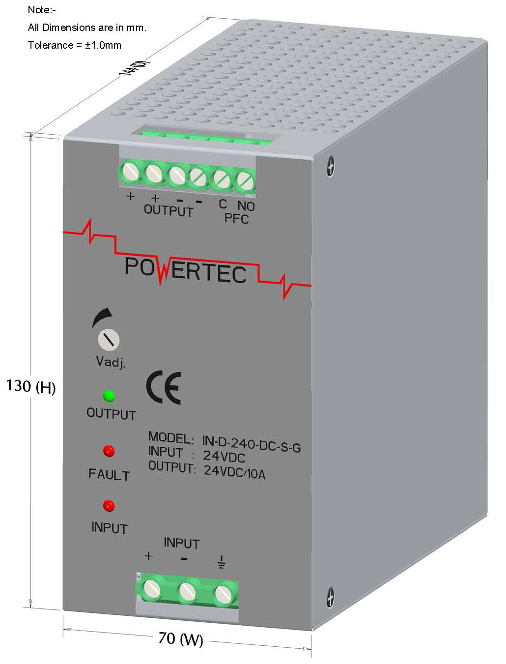 PSPL_IN-D-240-DC-S-G_3D_01_Front View_With Dimensions_000
